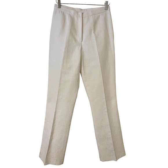 Alberto Makali Cream Abstract Textured Patterned High Waist Flat Front Pants - 8 - Picture 1 of 10